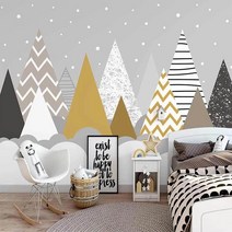 방음부스 가정용방음부스사용자 정의 사진 벽화 3D 손으로 그린 만화 산 피크 어린이 방 침실 배경 벽 벽지