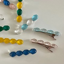 국내제작 조약돌 호마이카 컬러 아크릴 여름 옆머리 미니 포인트 축제 워터밤 흠뻑쇼 헤어핀 집게핀, 화이트
