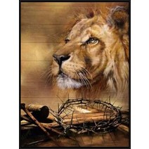 보석십자수 창업 도구 사자 양과 십자가 예수 5d 다이아몬드 페인팅 기독교 신 기호 전체 드릴 자수, 8_25x20cm 라운드