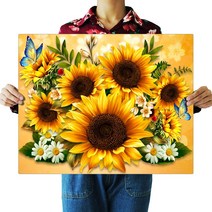 파센 DIY 보석 십자수 캔버스형 50 x 40 cm, 1세트, KK-001 해바라기 재산입니다