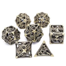 DND 금속 주사위 세트 다면체 던전 앤 드래곤 할로우 7피스 RPG MTG 테이블 보드 롤 플레이 게임에 적합 USA 미국, Krusu Bronze