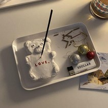 곰돌이 레터링 케이크 인센스홀더제작 인센스트레이 향홀더 받침대 기념일 생일 선물, 배송 메세지의 기제 해주세요 ex)HBD YOUNG, 생크림 곰돌이 케이크