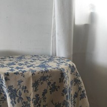 본톤 식탁 블루 플로랄 테이블 천으로 코튼 린넨 보 직사각형 커피 커버 웨딩 장식 tapete noel, 파란색, 145x250cm