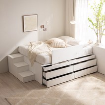 [3만원 즉시할인][스칸디아]플레인 6단 서랍 벙커 빅수납 침대 풀세트(독립 매트리스 포함), 01. 플레인(슈퍼싱글), 화이트