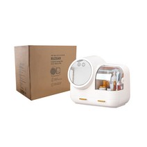 다퍼남 RUZGAR 거울 LED 조명 먼지 차단 화장품 정리대 바람이 솔솔 나오는 보관함, 화이트