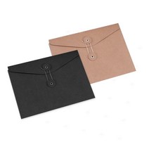 A5 블랙 종이 가로형 크라프트지 무지 끈 단추 서류 봉투 포장 파일 하도매, 단품, 단품