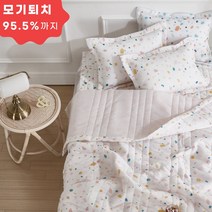 몸에달라붙지않는 스노우리플 침구 SS Q 알러지케어 진드기 여름침구, 단품 - 베개커버(60*40), 도트 스노우리플 핑크