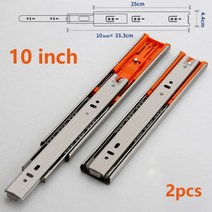 서랍장레일 푸시 투 오픈 서랍 슬라이드 풀 익스텐션 핸들리스 사이드 마운트 볼 베어링 메탈 블랙 레일 트랙 가이드 러너 10 인치, [05] 18inch (45cm), [03] D201 Stainless steel