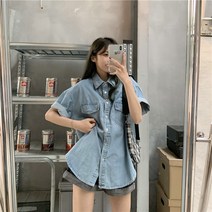 흰난방 여자오버핏셔츠 여자셔츠 박시한 화이트남방 연예인셔츠 흰남방 디자이너 여성 롱셔츠 A라인 여름긴팔