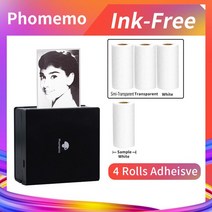 사진인화기 스티커사진기계 스마트폰사진인화기 Phomemo-M02 휴대용 무선 감열식 미니 포켓 프린터 핸드헬, 04 Black-3Type Adhesive