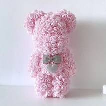 장미곰돌이 미니 프로포즈 졸업 꽃 다발 웨딩 촬영폭력적인 장미곰 인조 꽃 로즈 테디 베어 여성용 발렌타, 03 Light Pink_01 30cm
