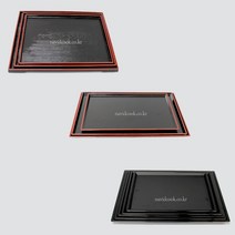 나비드쿡 한일칠기 쟁반 12종택1 티크쟁반 블랙쟁반 장수목쟁반 정식쟁반 개인쟁반, 1개, 3512-중-390X295X22