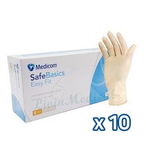 메디콤 세이프베이직 이지핏 라텍스 장갑 아이보리 S 1박스 (10개입), 묶음상품, .