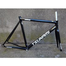 자전거프레임 픽시 풀샥 그레블 쓰나미 snm100 프레임 세트 고정 기어 700c 알루미늄 프레임 및 포크 49cm 52cm 55cm 58cm 단일 속도 자전거 프레임, 샤이니 블랙