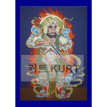 불당 무속 신장 탱화 비즈 큐빅 그림 만들기 선물 대형 보석십자수 재료 세트, 70x95cm 전체 원형 큐빅