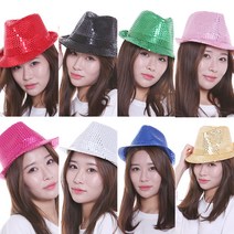 스팡클 중절모자 반짝이 페도라 파티 모자 중절모, 레드