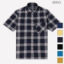 스파오 빈티지 체크 오버핏 반팔 셔츠_SPYC825C33