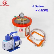 진공챔버 진공게이지6.2 Gal (24L) 스테인레스 진공 챔버 4.5CFM 220V 펌프 28cm x 탈기, 01 110V_02 미국 플러그