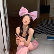 6컬러 왕리본 머리띠 인생네컷 머리띠 파티 축제 롯데월드 놀이동산 머리띠, 블루