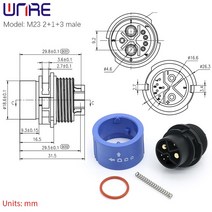 전기자전거전기 자전거 스쿠터 남성 플러그 소켓 커넥터 배터리, 03 M23 2 1 3 male, 01 1pcs