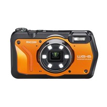 RICOH WG-6 방수 카메라 블랙 20MP 초고화질 이미지 7.62cm LCD 20M 방수 2.1M 충격 방지 수중 모드 6 LED 빛의 고리 라이트 매크로 촬영, Orange_Camera Only