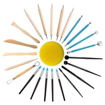목공기계 부품24 PCS 도자기 조각 도구 나무 손잡이 도구 바위 그림 도자기 클레이 모델 양각 네일 아, 01 YELLOW
