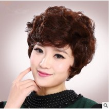 썸스팟 짧은머리가발 중년여성가발 여배우가발 풍성한숏컷가발 통가발 패션가발중장년 엄마가발 단발머리 볼륨헤어 볼륨가발, 개, 다크브라운(고온사)+4피스