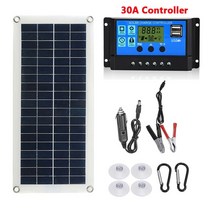 태양광 패널 가정용 충전 모듈 태양 전지 키트 완전한 듀얼 컨트롤러 태양 전지 자동차 요트 보트 전화 배터리 기, 키트-30a 컨트롤러