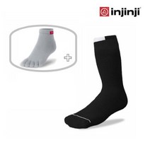 INJINJI 인진지 쿨맥스 양말 트레일러 퍼포먼스 세트 발가락 양말 등산 양말 스포츠 양말, BLACK, S, 1개