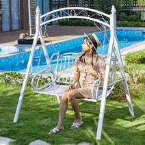 나무그네 원목 야외 라탄그네의자, A