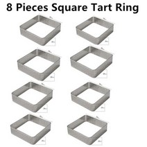 SHENHONG 생과자 타트 금형 디저트 팬 실리콘 케이크 곰팡이 굽기 무스 Tartlet 장식, [21] 8PC Square Tart Ring