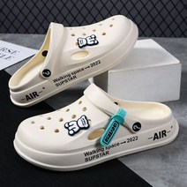 빅 사이즈 Croc 신발 커플 샌들 최신 여름 슈퍼 두꺼운 EVA 슬리퍼 baogou 쿨, bear white+40-41