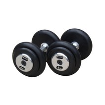 헬스라인 고급 통고무 아령 2개, 18kg, 블랙 + 은색