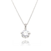 [시후주얼리] 순은 실버925 큐빅 모조다이아 1캐럿 4발물림 목걸이 SS402N