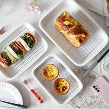 세라믹 밧드 스텐 트레이 세트 에어프라이어 오븐용 도자기 그릇 용기, 1개, L(대)