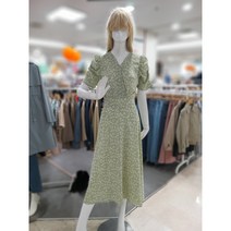 무자크 23여름 브이넥 소매밴딩 5부 뒷지퍼 플라워 롱 원피스 MN4WOP09