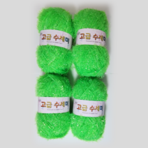 울클럽 별꽃수세미 만들기 DIY 고급수세미실 4볼세트, 127형광연두