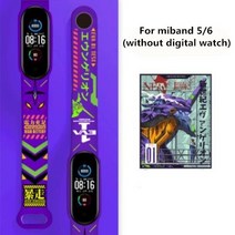 쇼고키 EVA 00 01 02 스마트 워치 밴드 교체 샤오미 Mi 밴드용 5 6 실리콘 손목 스트랩 Mi 밴드용 3 4, 보라색