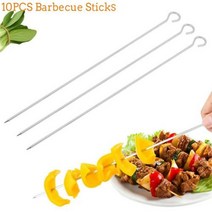양꼬치기계 꼬챙이 묶음 바베큐 그릴 화로 전동 자동회전 10 pcs 야외 피크닉 p 스테인레스 스틸 꼬치 고기 브로치 케밥 꼬치 구이 바늘 도구, 없음