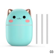 귀여운 휴대용 가습기 아로마 오일 디퓨저 야간 조명 USB 충전식 쿨 미스트 분무기 식물 정수기 휴미디파이어, [02] green, 02 green