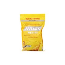 Halls 홀스 릴리프 슈가 프리 코프 드롭스 허니레몬 맛 밸류 팩 180 드롭