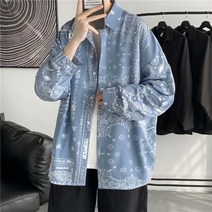 빅사이즈 스트릿 루즈핏 힙합 셔츠 솔리드 남 긴팔 가을 디자인 미니멀 홍콩 건달