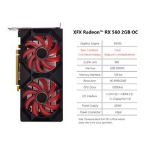 그래픽카드 XFX Radeon RX 550 2GB 그래픽 카드 GDDR5 128bit 게임 비디오 DirectX 12 560 4GB 데스크탑 컴퓨터 GPU DVI-D/HDMI/DP, 06 RX560 2GB 2Fan