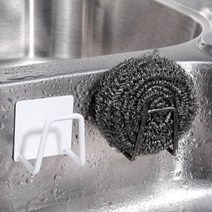 PK글로벌 1+1 스테인레스 싱크대 수세미 홀더 접착식 다용도 걸이, 실버+화이트