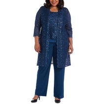 RM Richards 플러스 여성 시퀸 레이스 팬츠 정장, Peacock, US 14W Plus (1X)