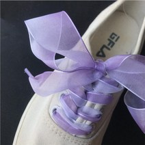 2.5cm 와이드 Organza Shoelaces 투명 쉬폰 플랫 실크 큰 활 넓은 레저 스포츠 신발 레이스