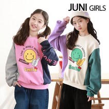 굿스마일배색맨투맨 티셔츠_안감기모