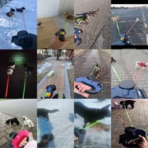 가을이네 강아지 애견 듀얼 더블 멀티 두마리산책 자동 리드줄, Red