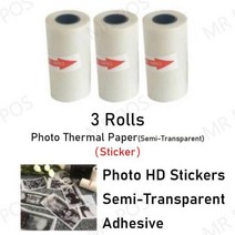 PeriPage PAPERANG 사진 프린터용 감열지 스티커 용지 라벨 용지 사진 용지 컬러 용지 3 롤, 3 photo paper_CN