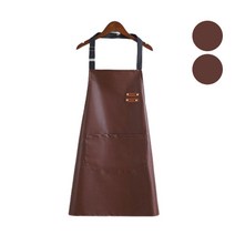 PU 레더 방수 빅포켓 앞치마 1+1 미용실 주방 업소 작업, 브라운2, 1개
